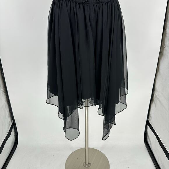 Vintage 80s Midnight Glo Strapless Corset Dress S Black Chiffon Prom Fairy Goth - Picture 6 of 13